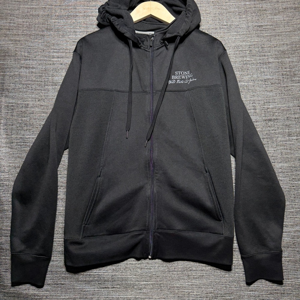 Stone Brewing Hoodie Men Medium Black LS Full Zip Gargoyle Graphic